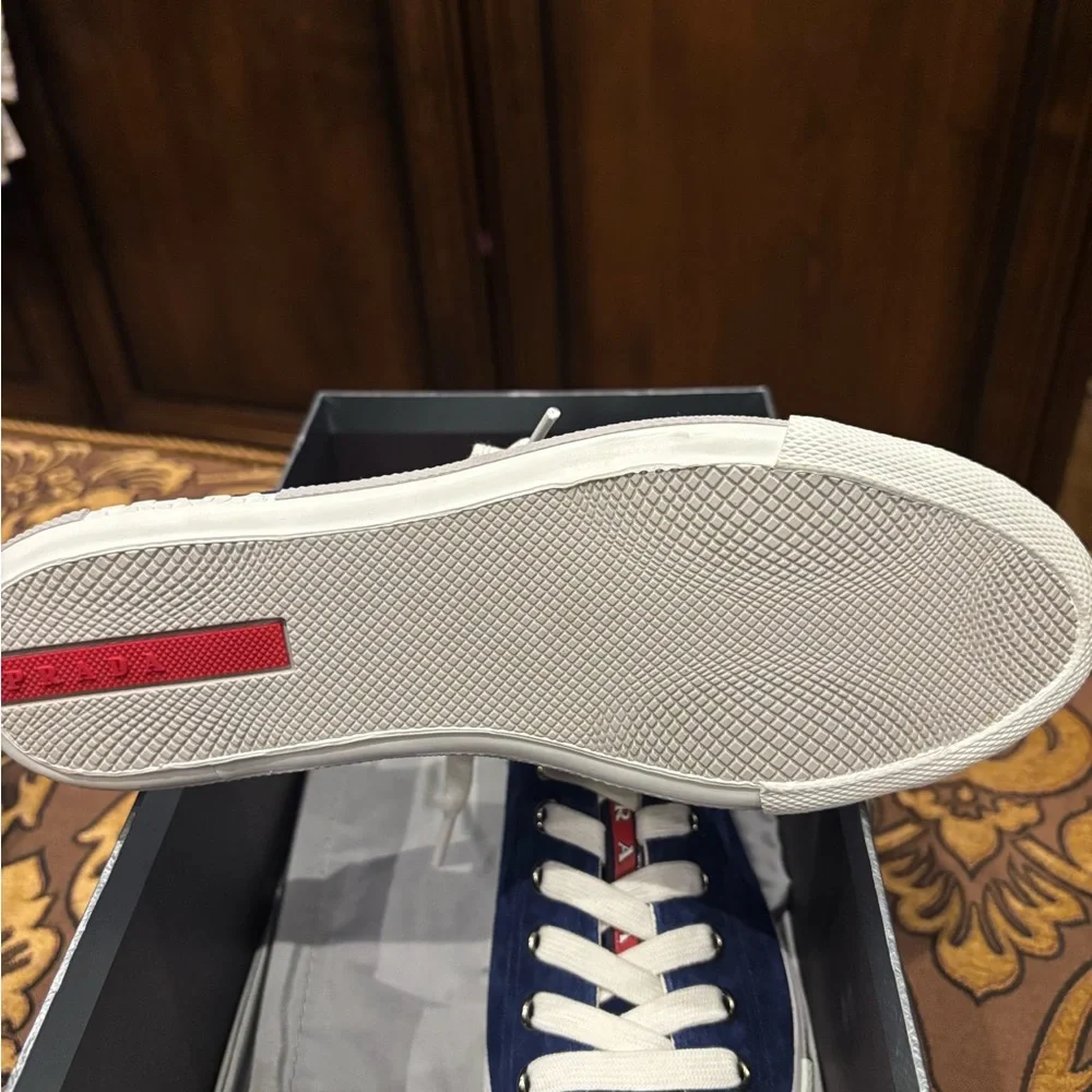 Prada Navy and White Women's Sneakers - Picture 3 of 4